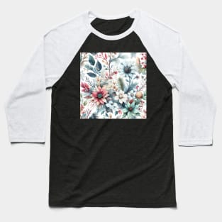 Winter Flower Pattern Baseball T-Shirt